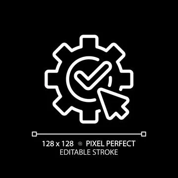 Apply settings pixel perfect white linear icon for dark theme Stock Illustration