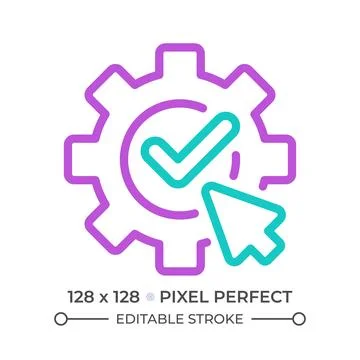 Apply settings two color line icon Stock Illustration