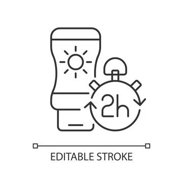 Apply sunscreen every 2 hours linear icon Stockillustratie