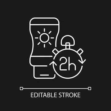 Apply sunscreen every 2 hours white linear icon for dark theme Stockillustratie