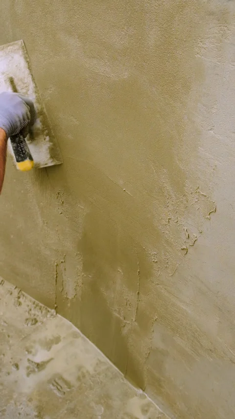 Apply waterproofing to the walls. Selective focus. Stock Footage 317376761