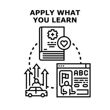 Applying acquired knowledge for successful skill development Stock Illustration