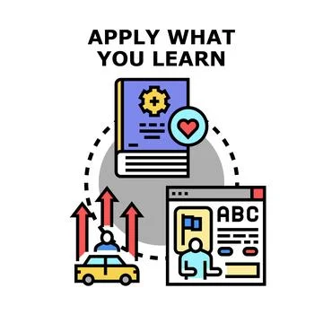 Applying acquired knowledge for successful skill development Stock Illustration
