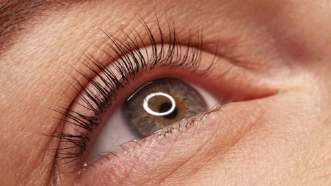 Applying black mascara to the eyelashes with a makeup brush. Applying makeup  Stock Footage 166198260