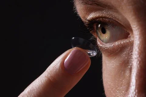 Applying Contact Lens Close-Up Stock Photos