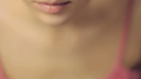 Applying cosmetics on eyebrows. Panning Stock Footage 72144283