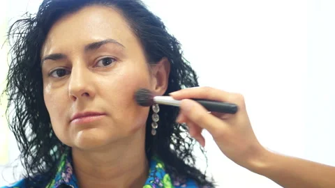 Applying the cream on the face Stock Footage 98481783