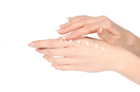 Applying cream Stock Photos