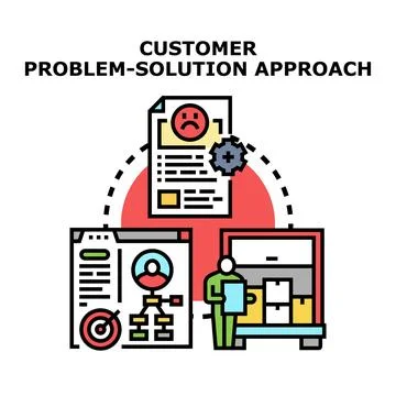 Applying customer problem solution approach development process Stock Illustration