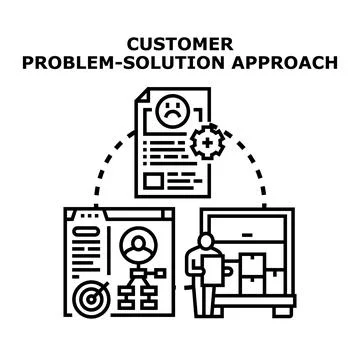 Applying customer problem solution approach development process Stock Illustration