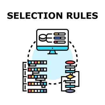 Applying data selection rules and processing logic Illustrazione stock