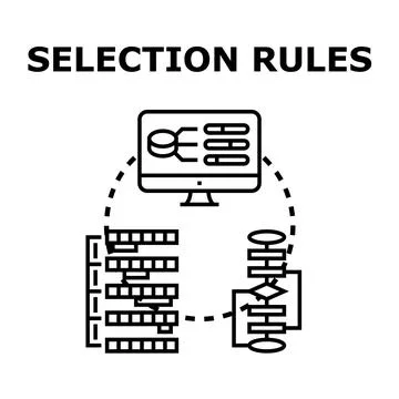 Applying data selection rules and processing logic Stock Illustration