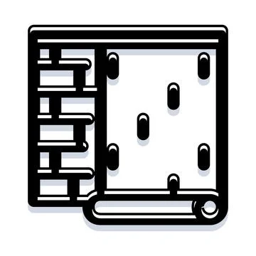 Applying decorative wall covering roll to brick wall Stock Illustration