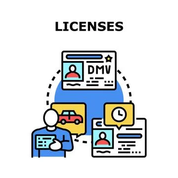 Applying for different official licenses and identifications Stock Illustration