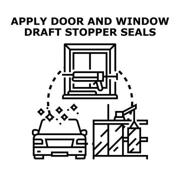 Applying draft stopper seals and maintenance process Stock Illustration
