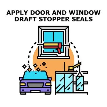 Applying draft stopper seals and maintenance process Stock Illustration