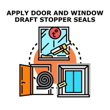 Applying draft stopper seals for home energy saving Stock Illustration