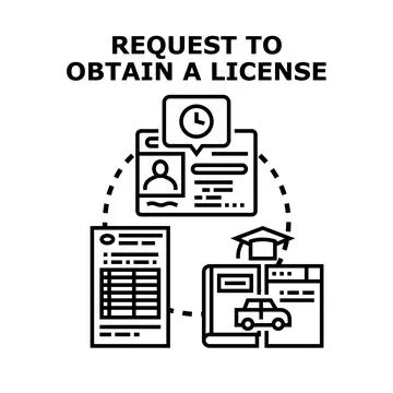 Applying for a driver license obtaining vehicle certification process Stock Illustration