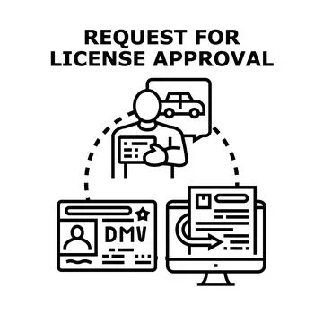 Applying for driving license approval process concept Illustrazione stock