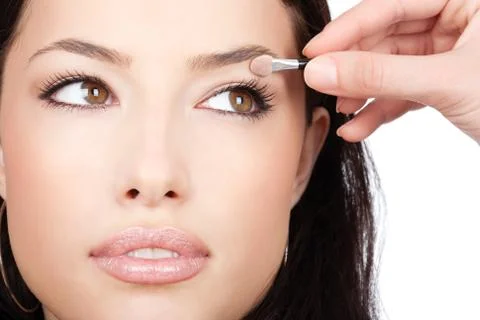 Applying eyeshadow Stock Photos
