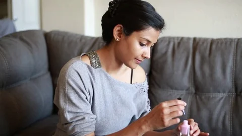 Applying fingernail polish Video stock 74779677