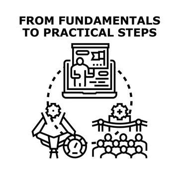 Applying fundamentals to practical steps and development Stock Illustration