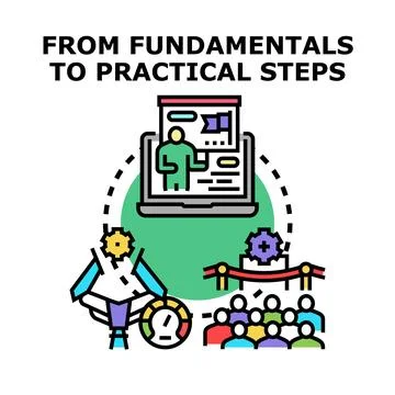 Applying fundamentals to practical steps and development Stock Illustration