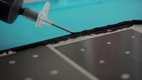 Applying glue to the phone with a needle Stock Footage 139423156