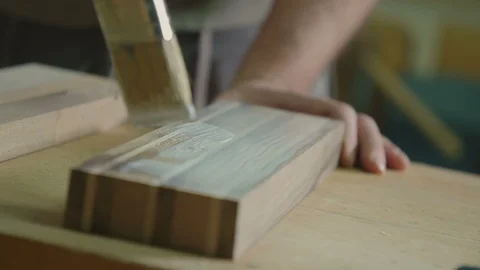 Applying glue on wood Stock Footage 100326211