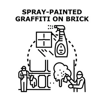 Applying graffiti and cleaning spray paint from wall Stockillustratie