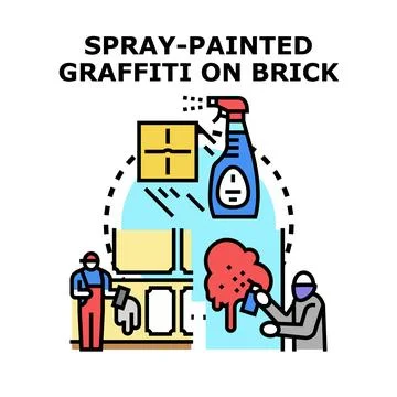 Applying graffiti and cleaning spray paint from wall Stockillustratie