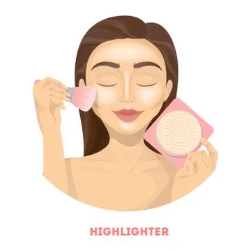 Applying highlighter for contour. Stock Illustration