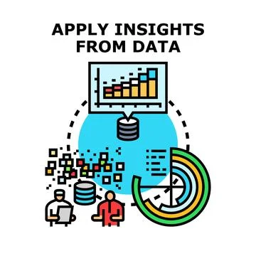 Applying insights from data analysis and business intelligence Stock Illustration