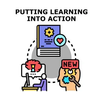 Applying knowledge and learning into practical action Stockillustratie