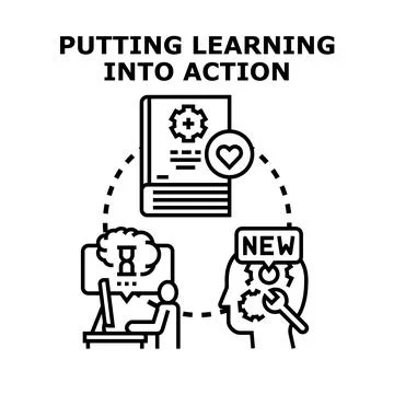 Applying knowledge and learning into practical action Stock-Illustration