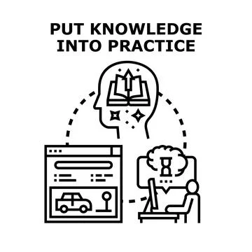 Applying knowledge and practical experience for problem solving Illustrazione stock