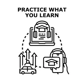 Applying knowledge from online education for skill development Stock Illustration