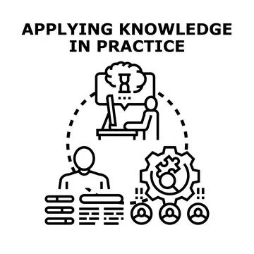 Applying knowledge in practice for skill development Illustrazione stock