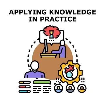 Applying knowledge in practice for skill development Illustrazione stock