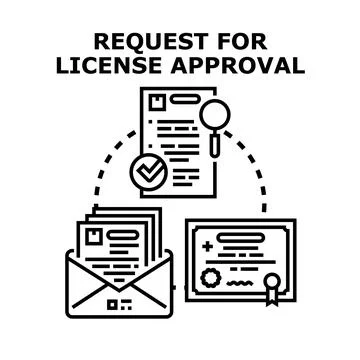 Applying for license approval receiving official document Stockillustratie