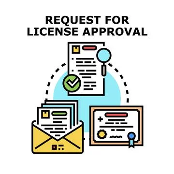 Applying for license approval receiving official document Illustrazione stock