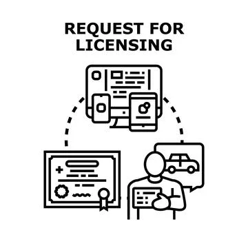 Applying for licensing document on digital platforms Illustrazione stock
