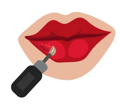 Applying lip gloss, lips on isolated white background Stock Illustration