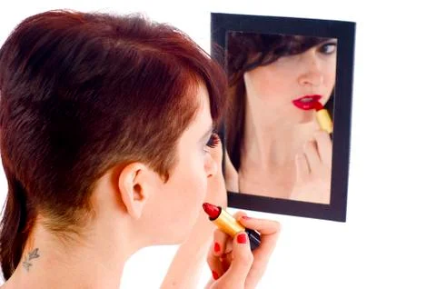 Applying Lipstick Stock Photos