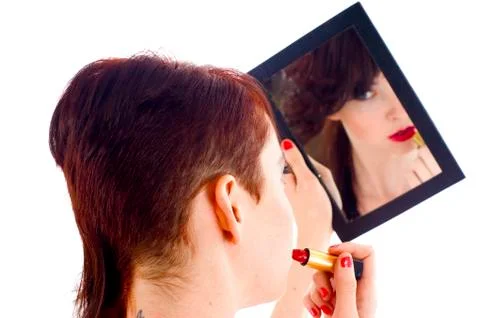 Applying Lipstick Stock Photos