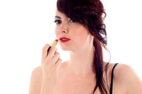 Applying Lipstick Stock Photos