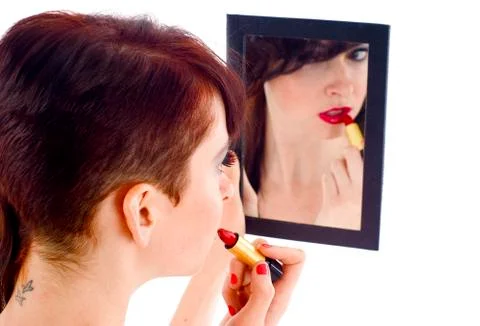 Applying Lipstick Stock Photos