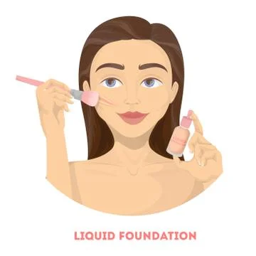 Applying liquid foundation. Stock Illustration