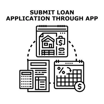 Applying for a loan through mobile app process Stock-Illustration