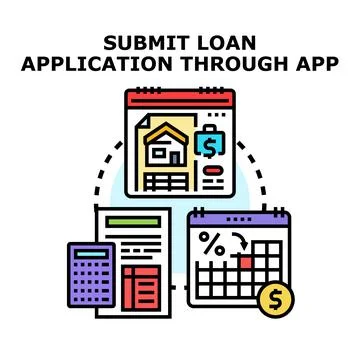 Applying for a loan through mobile app process Stock Illustration